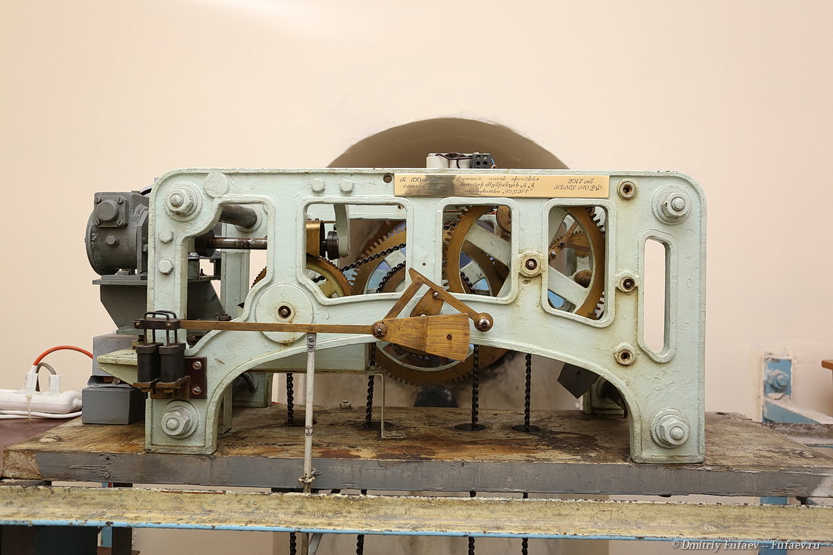 Фото механизма часов устновленных на здании Нахимовского училища