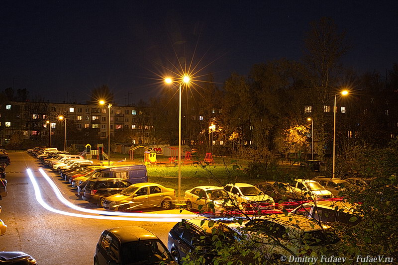 Освещение жилого района, фото освещения ЖКХ