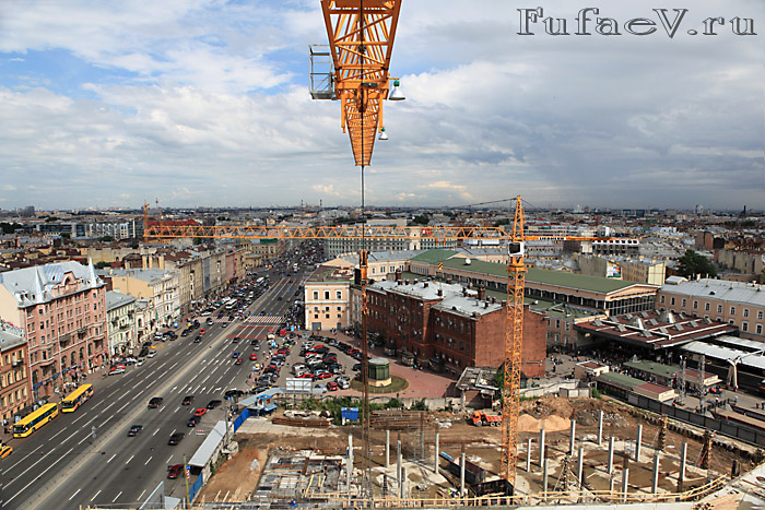 Высотная фотосъемка строительства, фото с подъемного крана, строительство в СПб фото