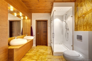 Фотосъемка коттеджа. Санузел. Стена и пол из натурального камня. Интерьерный фотограф Дмитрий Фуфаев.