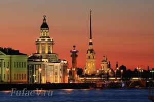 Белая ночь Белая ночь. Кунсткамера, Ростральная колонна, Петропавловская крепость, мечеть, фото, Виды Санкт-Петербурга,Виды Спб, достопримечательности Питера, красивые картинки, лучший фотограф