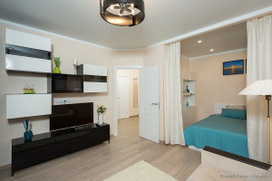 Комната с отдельной зоной спальни. Фотосъемка однокомнатной квартиры. Фотограф Дмитрий Фуфаев - фотосъемка интерьеров и недвижимости.