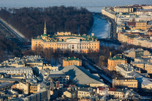 Инженерный замок. Фотосъемка с вертолета. Санкт-Петербург с птичьего полета. Достопримечательности города на Неве с необычных ракурсов. Аэрофотосъемка.  Фотограф Дмитрий Фуфаев.