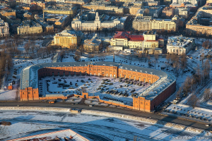Артиллерийский музей с высоты. Аэрофотосъемка.  Зимний Санкт-Петербург с птичьего полета. Необычные виды Санкт-Петербурга. Фотограф Дмитрий Фуфаев.