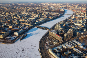 Аэрофотосъемка.  Зимний Санкт-Петербург с птичьего полета. Необычные виды Санкт-Петербурга. Фотограф Дмитрий Фуфаев.