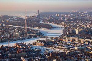 Аэрофотосъемка.  Зимний Санкт-Петербург с птичьего полета. Необычные виды Санкт-Петербурга. Фотограф Дмитрий Фуфаев.
