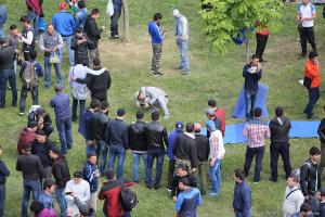 Верующие у Соборной Мечети в Праздник  Ураза-Байрам 15.06.2018 в  Санкт-Петербурге.  Фотограф Дмитрий Фуфаев.