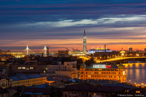 Новые доминанты Санкт-Петербурга: Лахта-центр, стадион Зенит-Арена, Вантовый мост ЗСД. Фото Дмитрия Фуфаева.