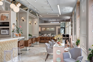 Фотосъемка интерьера салона красоты Фен бар Gloster. Дизайнер Татьяна Сазонова.Фотограф Дмитрий Фуфаев.