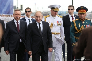 Президент России Владимир Владимирович Путин на празднике дня ВМФ в Санкт-Петербурге 2019 год. Фотограф на мероприятие Дмитрий Фуфаев.