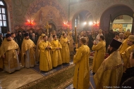 Патриарх Кирилл во время Богослужения