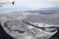 Зимний Иркутск с высоты птичьего полета . Аэрофотосъмка с борта самолета. Фотограф Дмитрий Фуфаев.