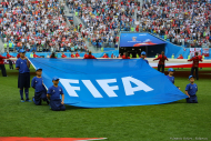 Стадион Зенит-Арена в Санкт-Петербурге флаг ФИФА. Фото Дмитрия Фуфаева.