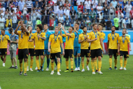 Сборная Бельгии приветствует болельщиков на стадионе Зенит -Арена в Санкт-Петербурге. Фотограф Дмитрий Фуфаев.
